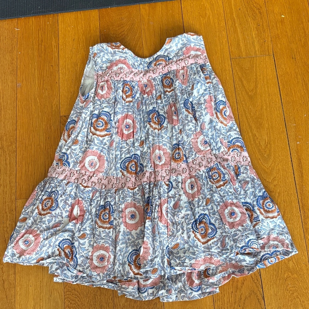 Boho Pink Chicken Flowy Kids Dress - Pink & Blue
